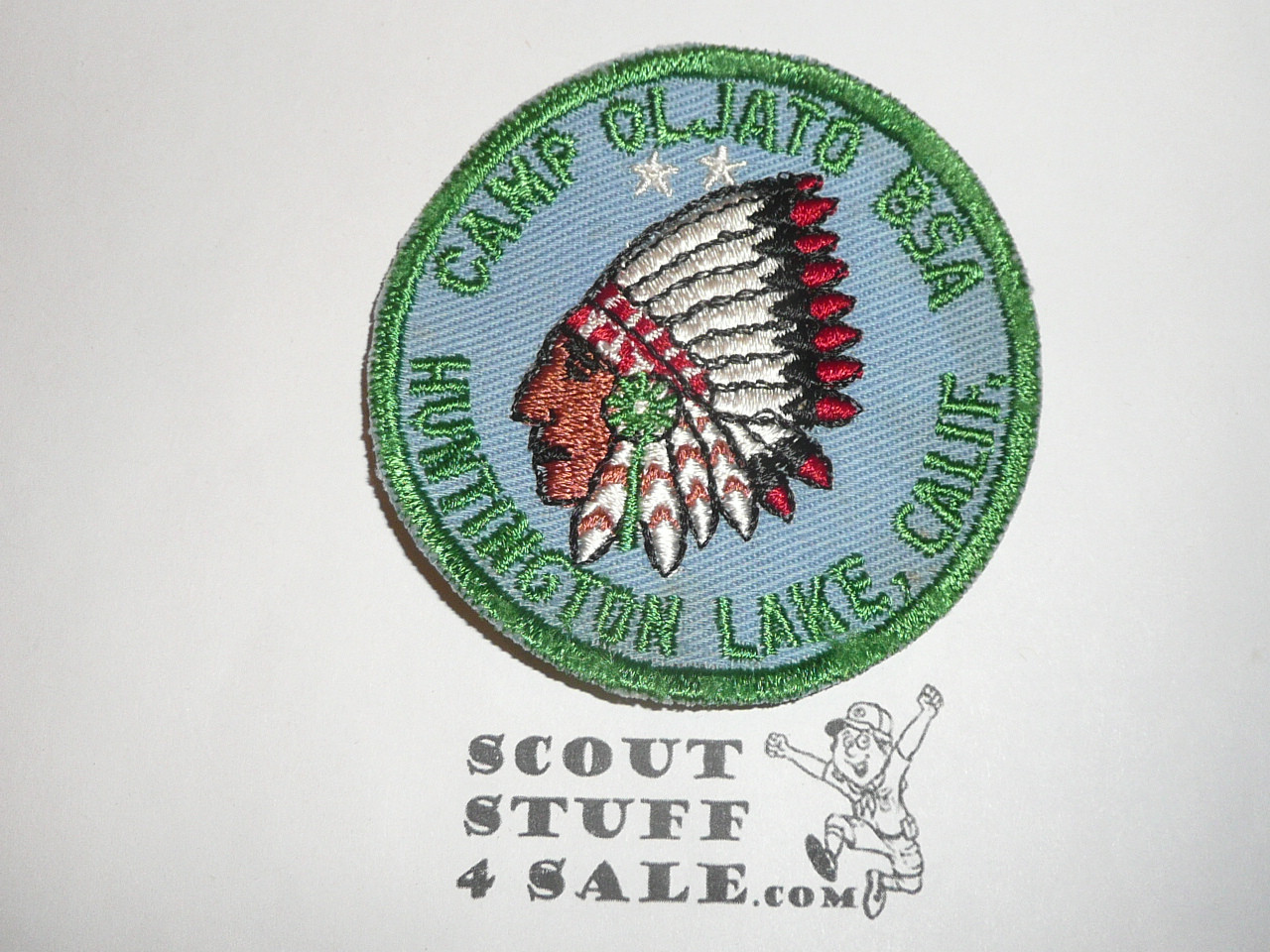 Camp Oljato Patch, Stanford Area Council, lt blue twill with green c/e bdr