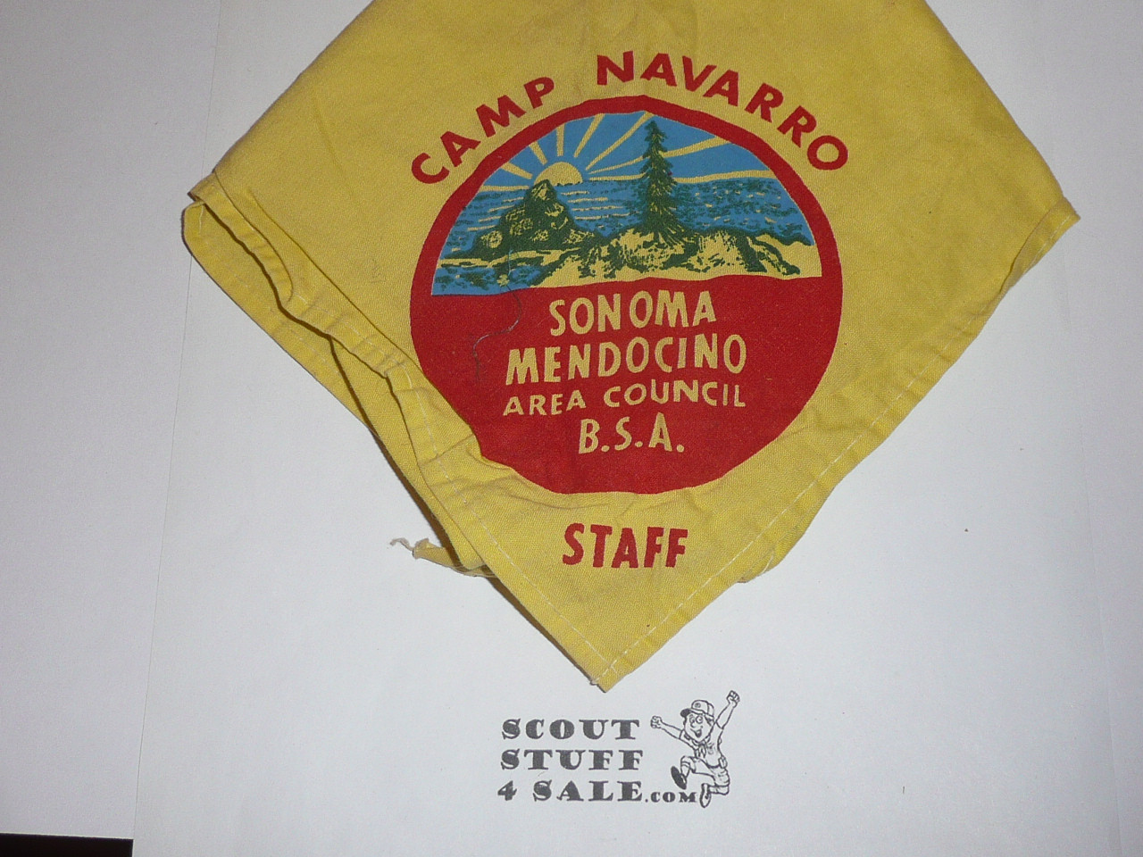Camp Navarro STAFF Neckerchief, Sonoma Mendocino Area Council, 1960's, lite use