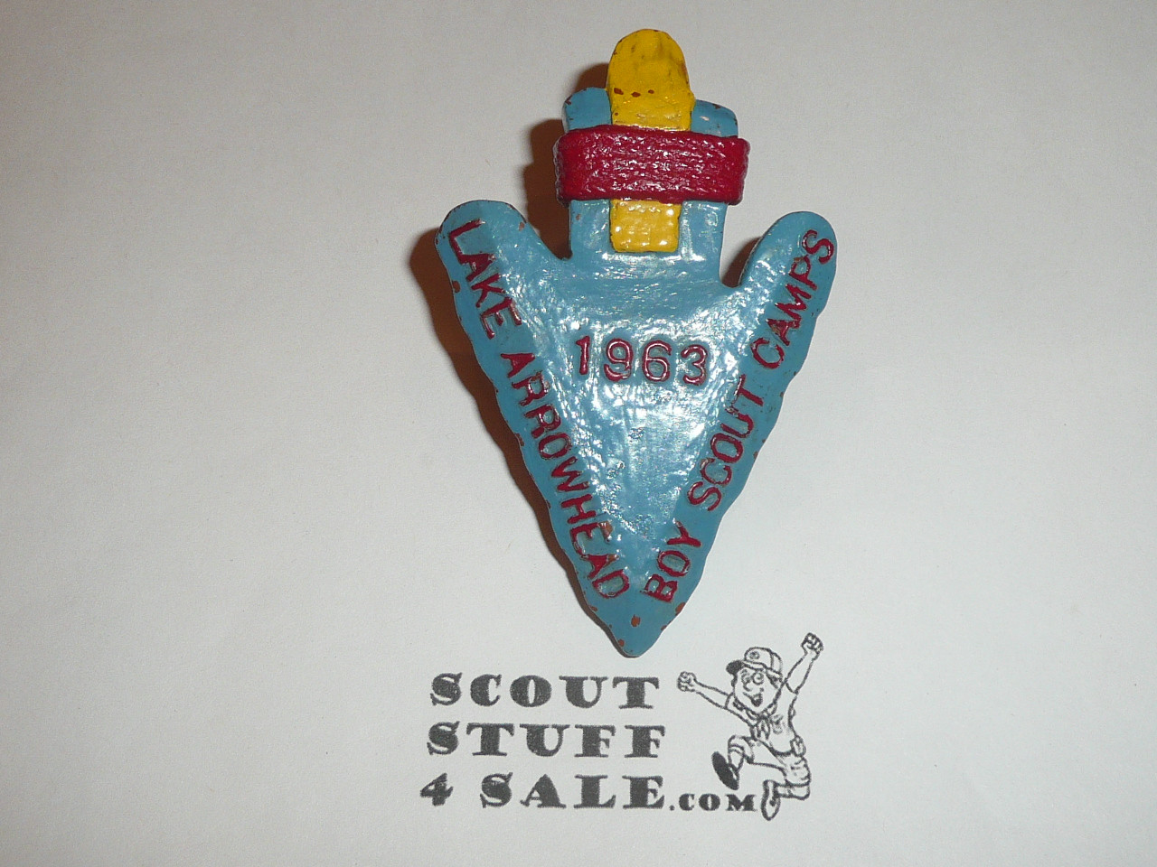 Lake Arrowhead Boy Scout Camps 1963 NEAL Neckerchief Slide, blue