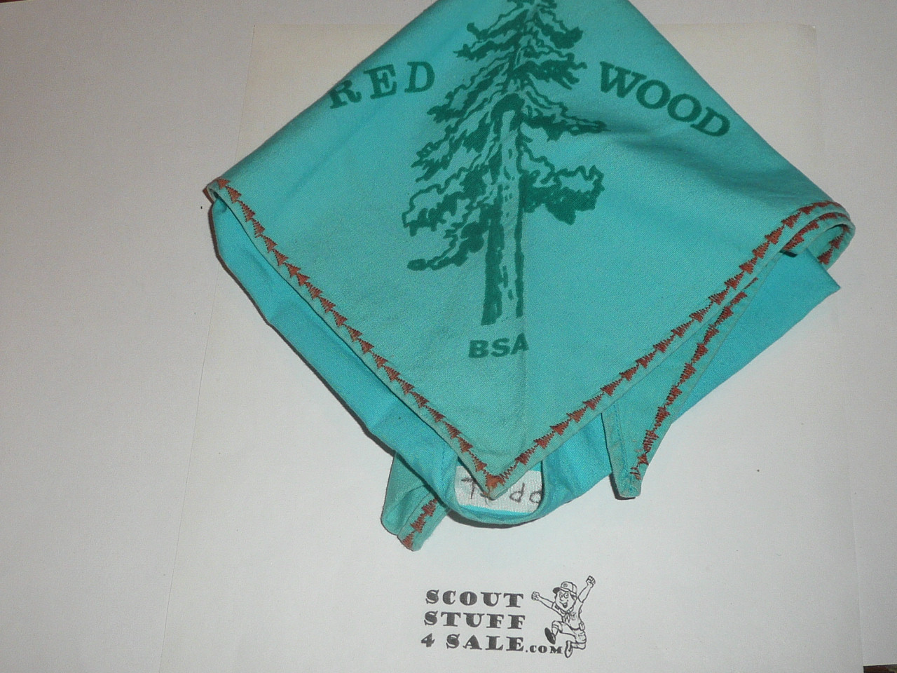 Camp Redwood Neckerchief, BSA, California, Embroidered Edge, RARE, lite use