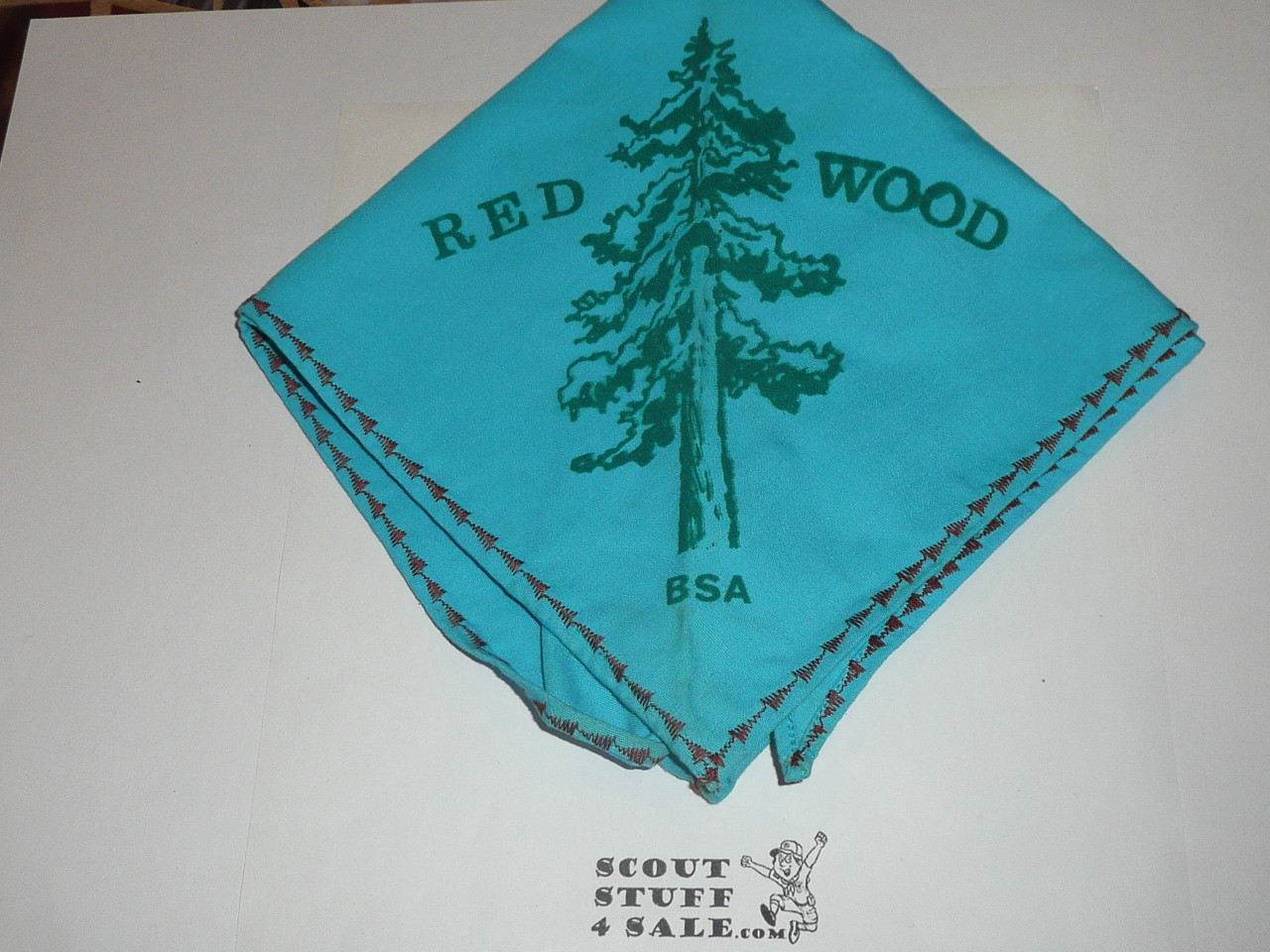 Camp Redwood Neckerchief, BSA, California, Embroidered Edge, RARE