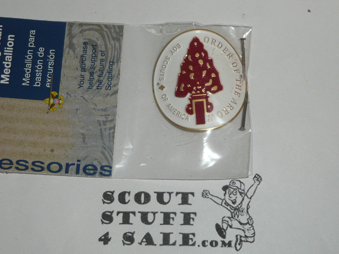 Order of the Arrow Logo Hiking Staff Emblem, new in bag