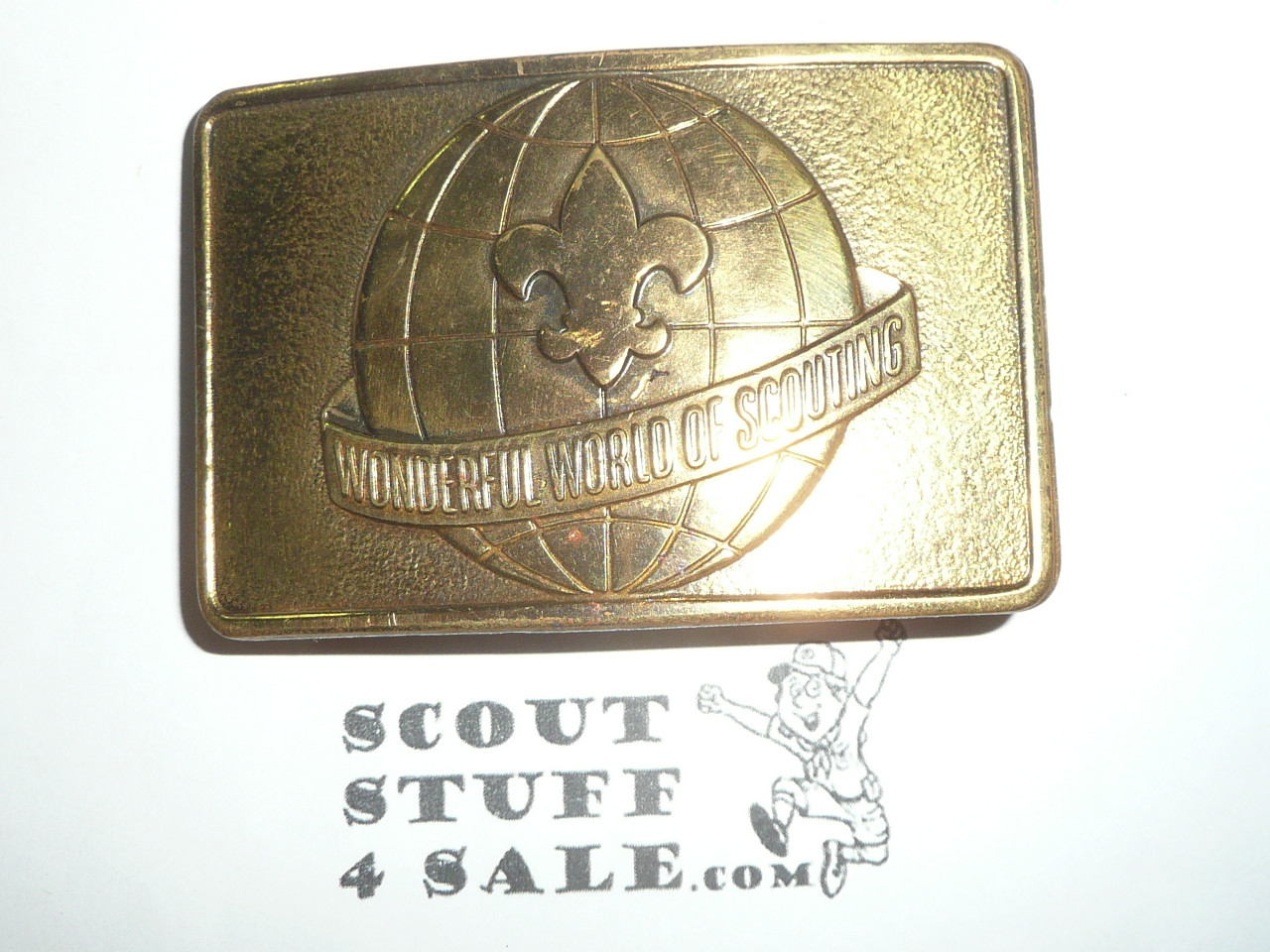 Wonderful World of Scouting Brass Belt Buckle