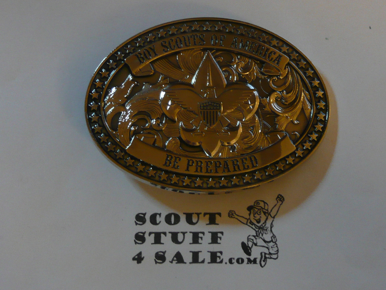 Boy Scout Emblem Cast Belt Buckle, Chrome Finish, Finely Detailed
