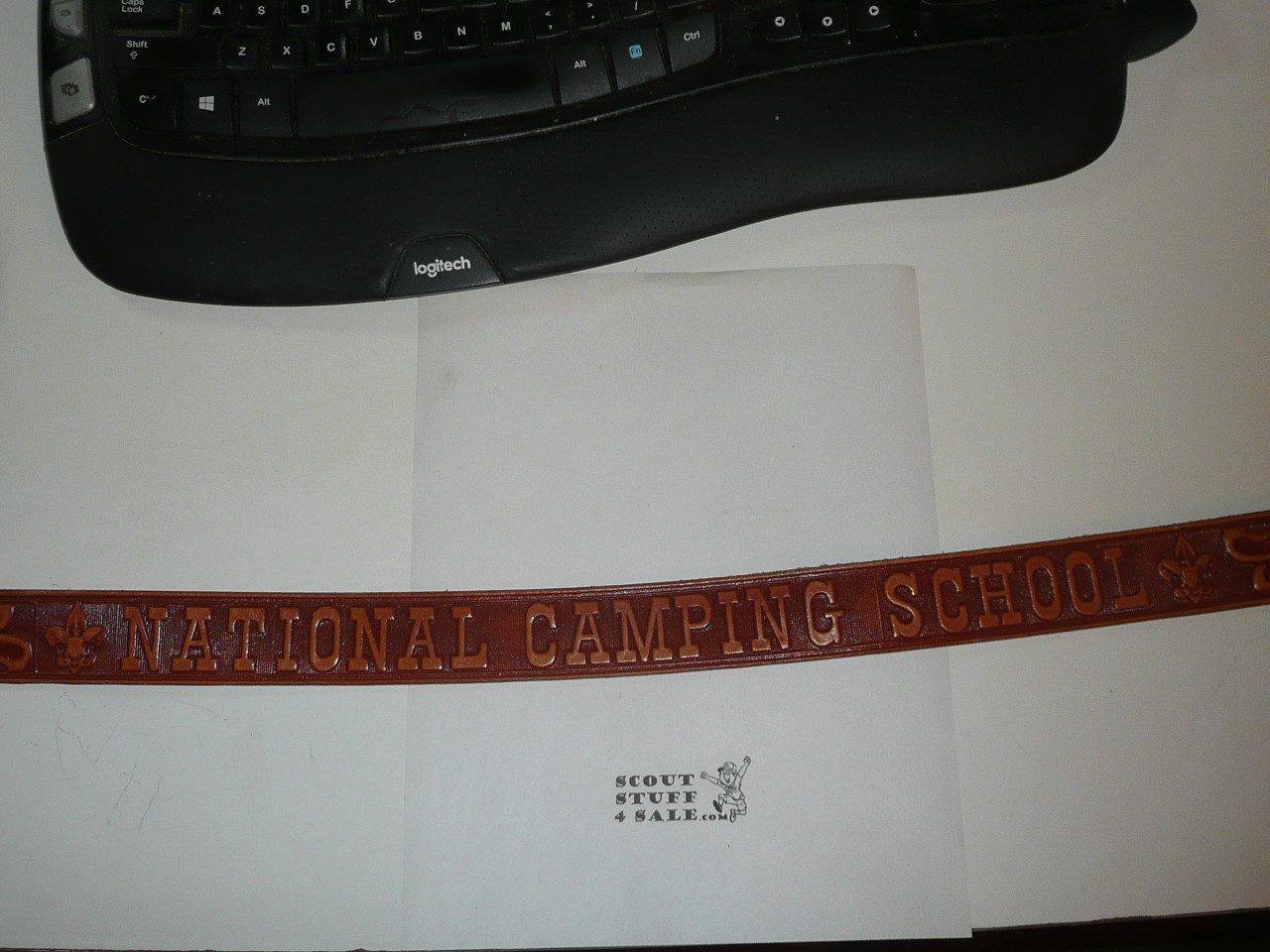 Boy Scouts of America National Camp School Tooled Leather Belt, Size 36, Unused