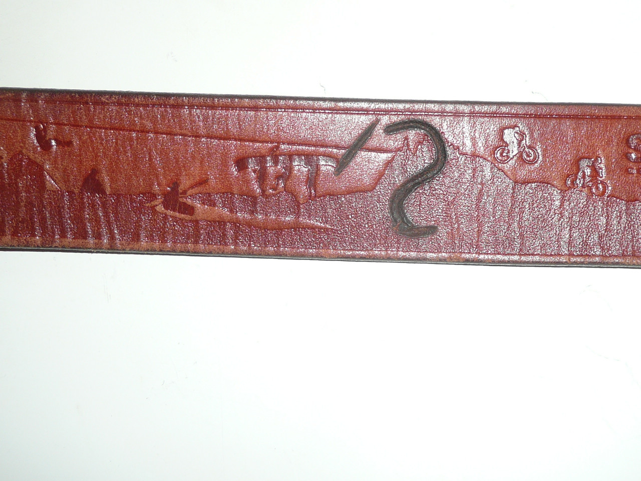 The Summit High Adventure Base Tooled Leather Belt with Philmont Brands, Size 36, Lite use