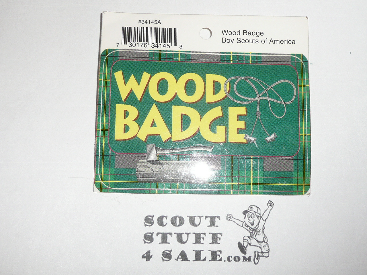 Wood Badge Log, Axe and Beads Sticker, green