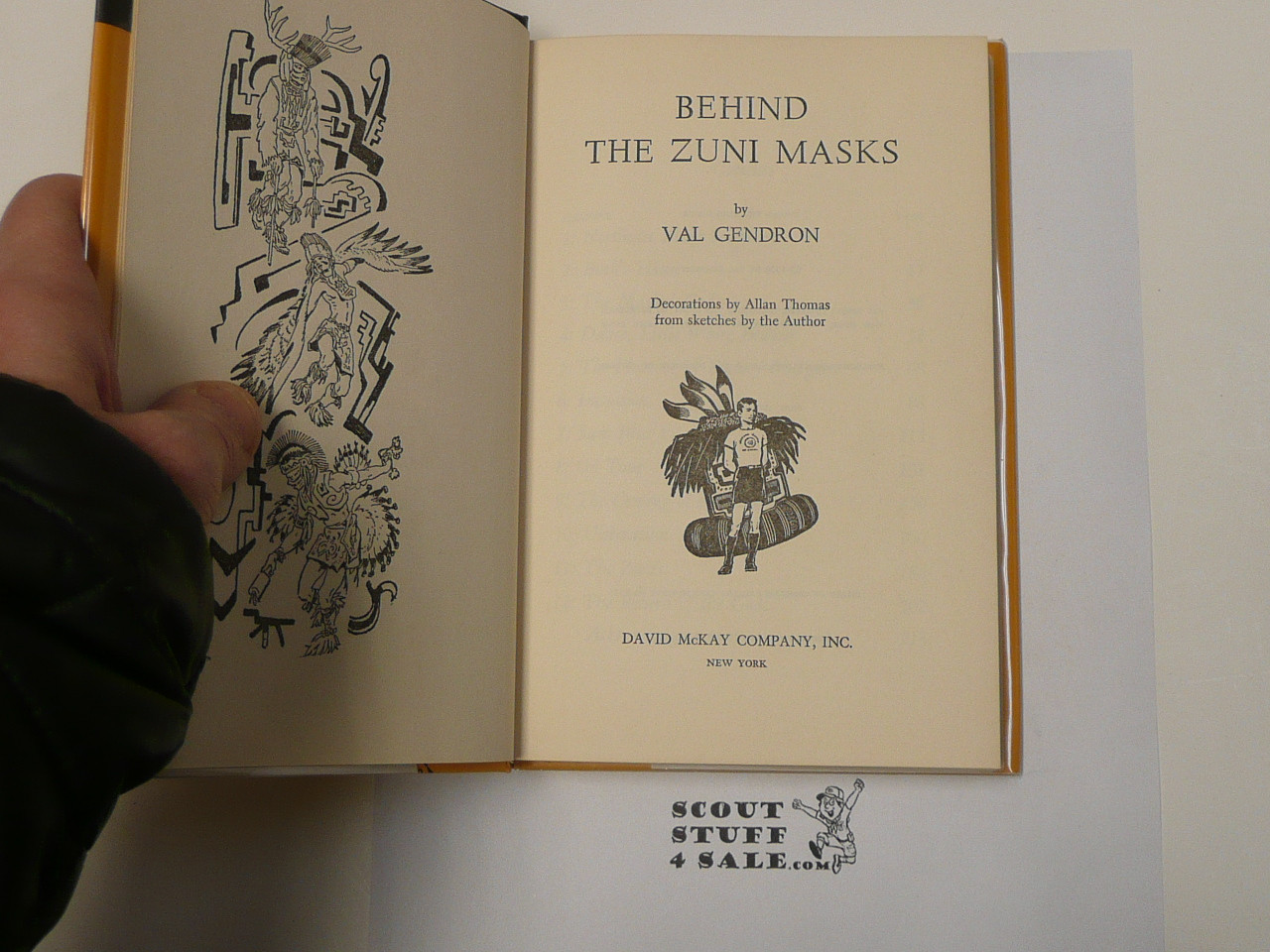 Behind the Zuni Masks, by Val Gendron, 1962 printing, Hardbound with dust jacket, Boy Scout Story Book