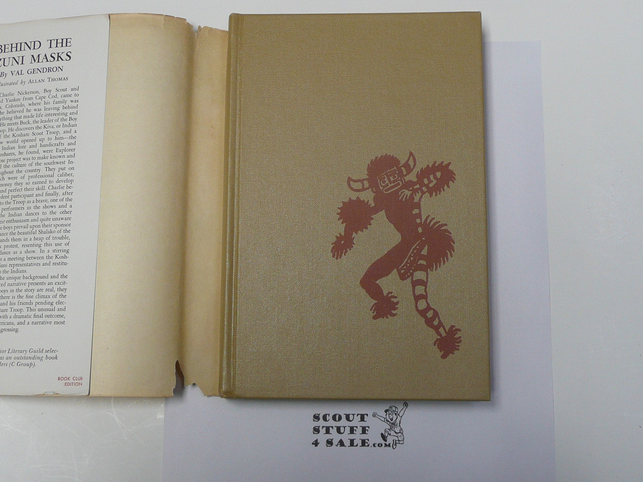 Behind the Zuni Masks, by Val Gendron, 1958 First printing, Hardbound with dust jacket, Boy Scout Story Book