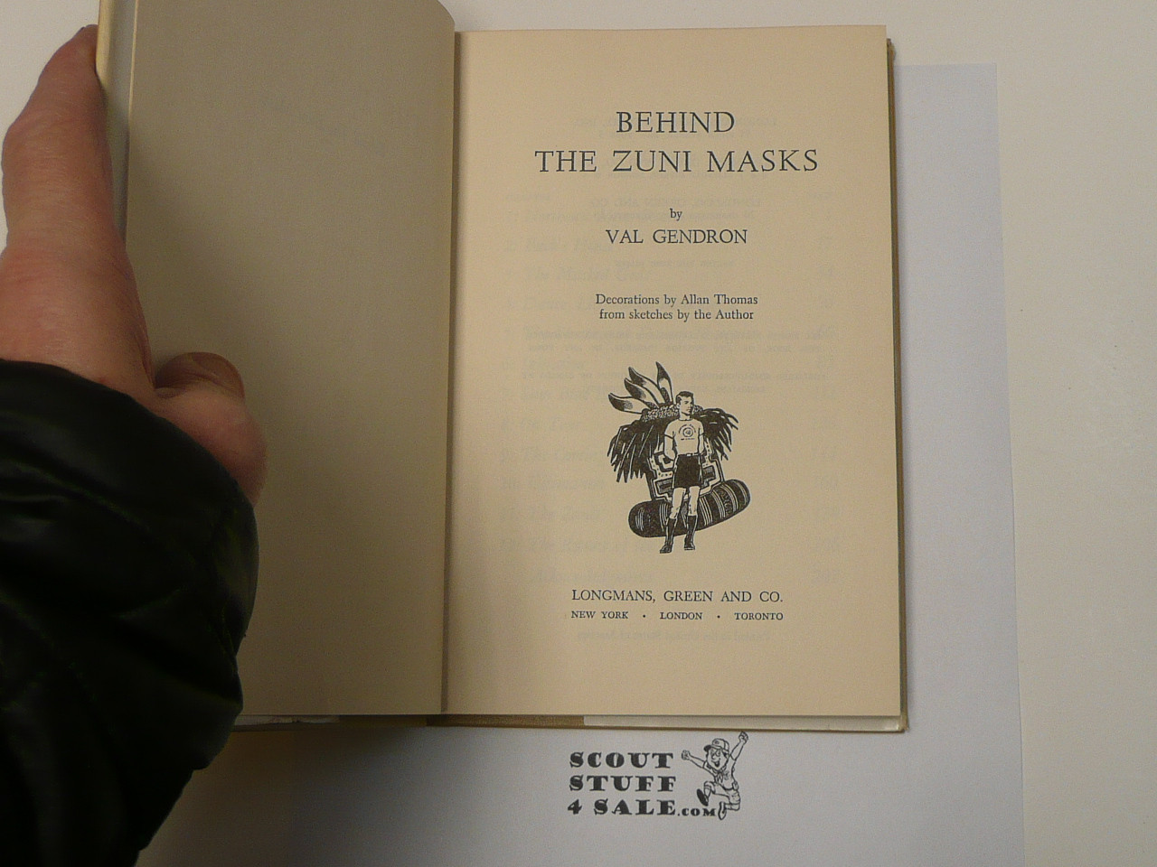 Behind the Zuni Masks, by Val Gendron, 1958 First printing, Hardbound with dust jacket, Boy Scout Story Book