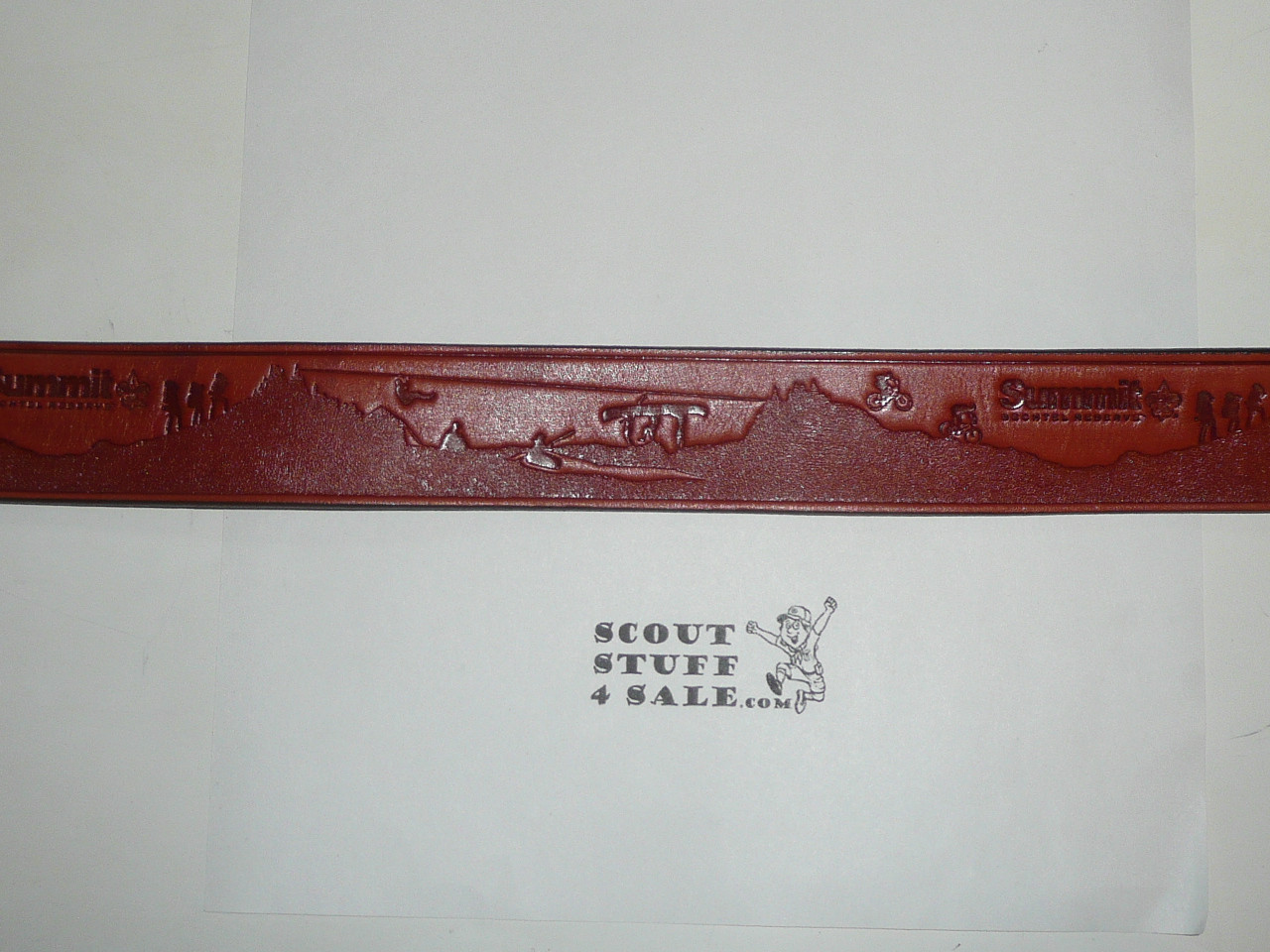 The Summit Bechtel Reserve High Adventure Base Tooled Leather Belt, Size 56, Unused
