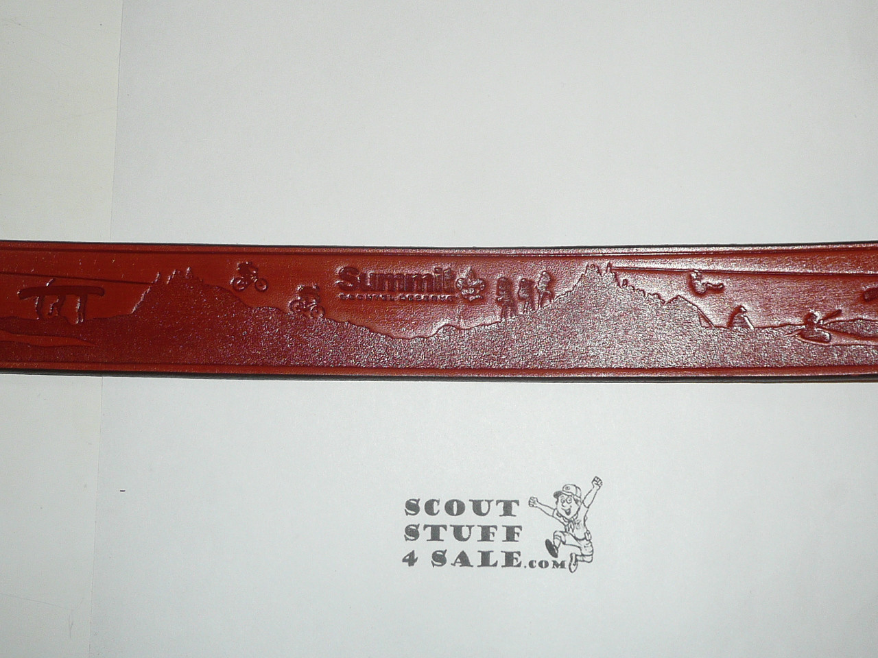 The Summit Bechtel Reserve High Adventure Base Tooled Leather Belt, Size 48, New with Tags