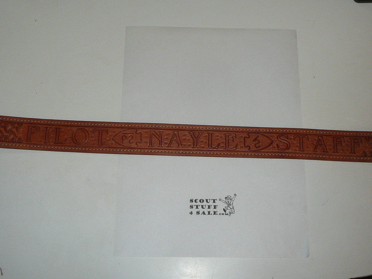Philmont Scout Ranch, 2006 NAYLE Pilot STAFF Tooled Leather Belt, 40" waist, Unused