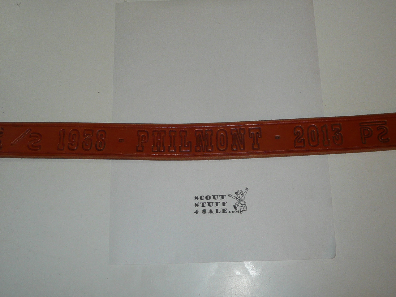 Philmont Scout Ranch, 2013 75th Anniversary Tooled Leather Belt, 46" waist, Unused