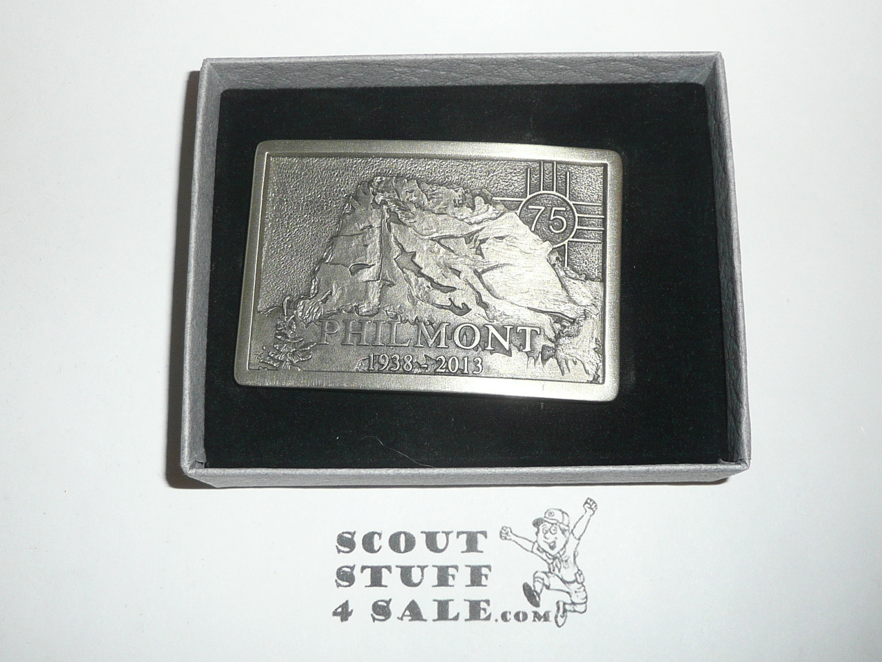 Philmont Scout Ranch, 2013 75th Anniversary Cast Pewter Belt Buckle, Boxed and numbered