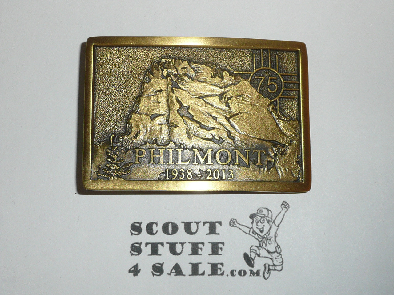 Philmont Scout Ranch, 2013 75th Anniversary Cast Bronze Belt Buckle, Boxed and numbered