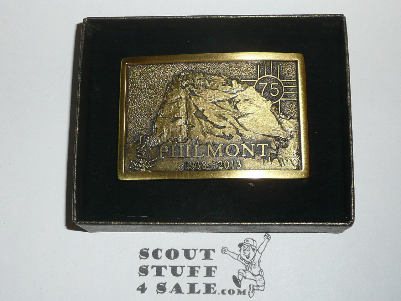 Philmont Scout Ranch, 2013 75th Anniversary Cast Bronze Belt Buckle, Boxed and numbered