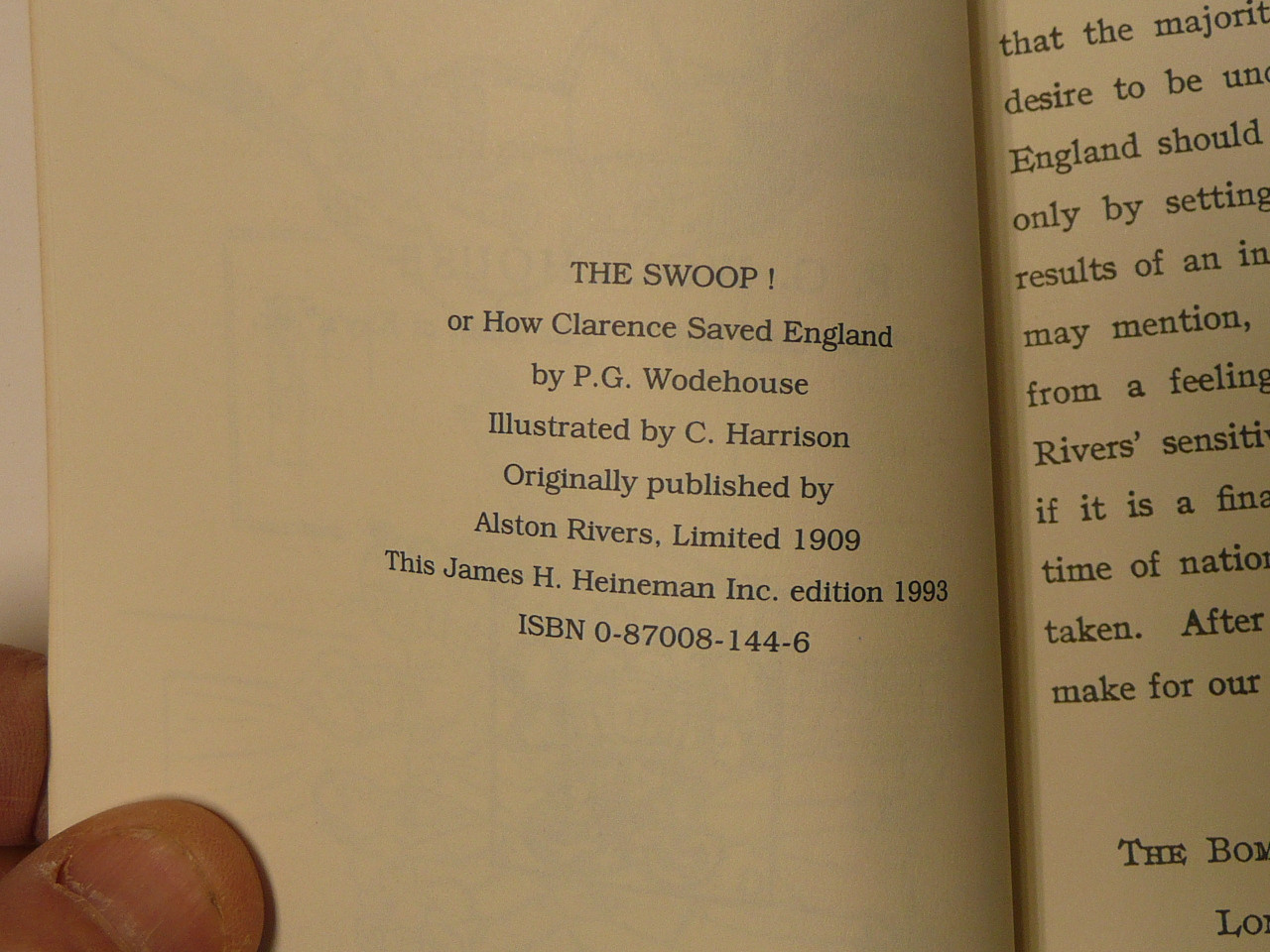 The Swoop or How Clerence Saved England, By Alston Rivers, 1993 edition of 1909 book, Boy Scout Story Book