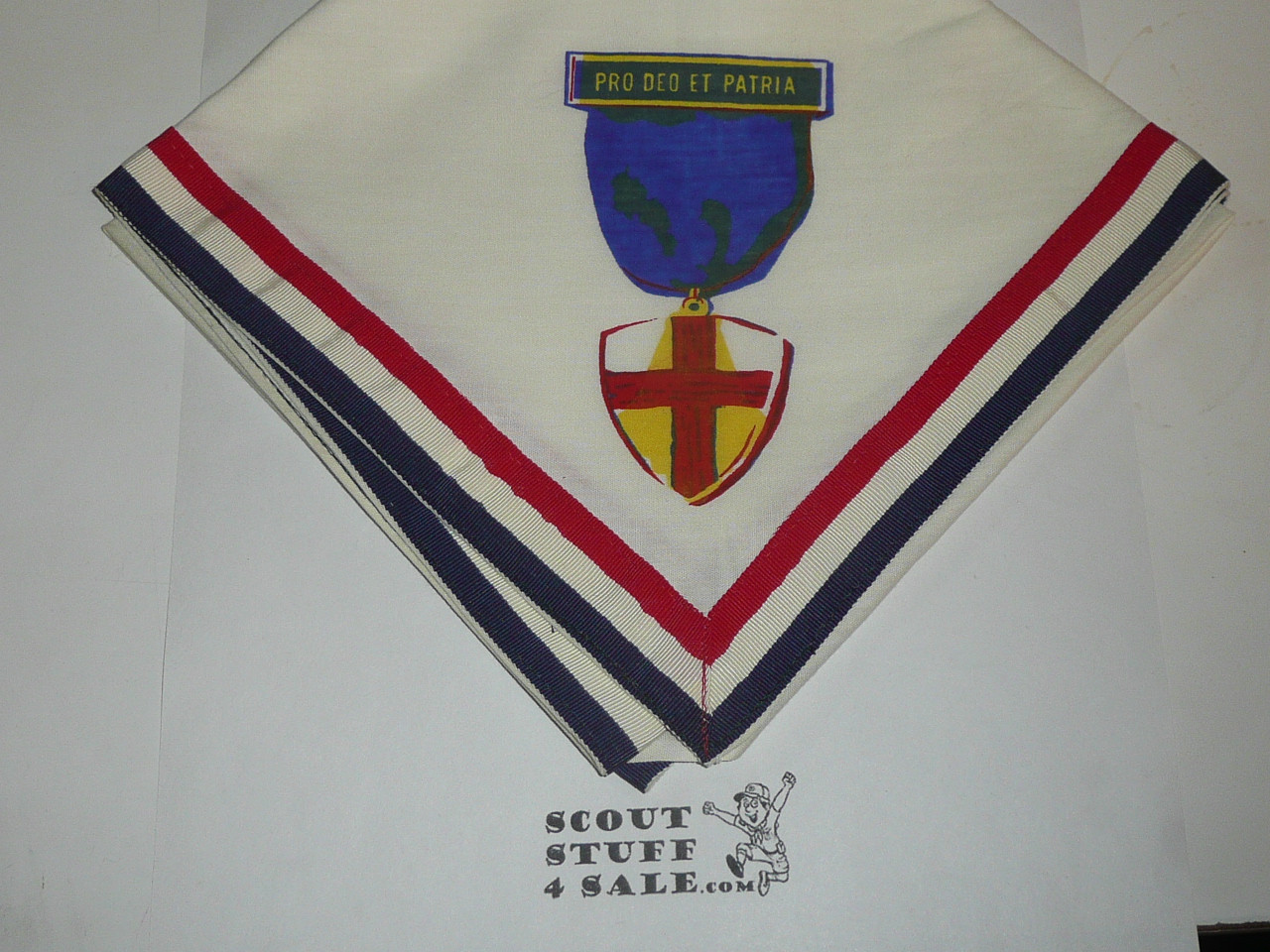 Boy Scout God & Country Lutheran Religious Program Piped Neckerchief, PRO DEO ET PATRIA