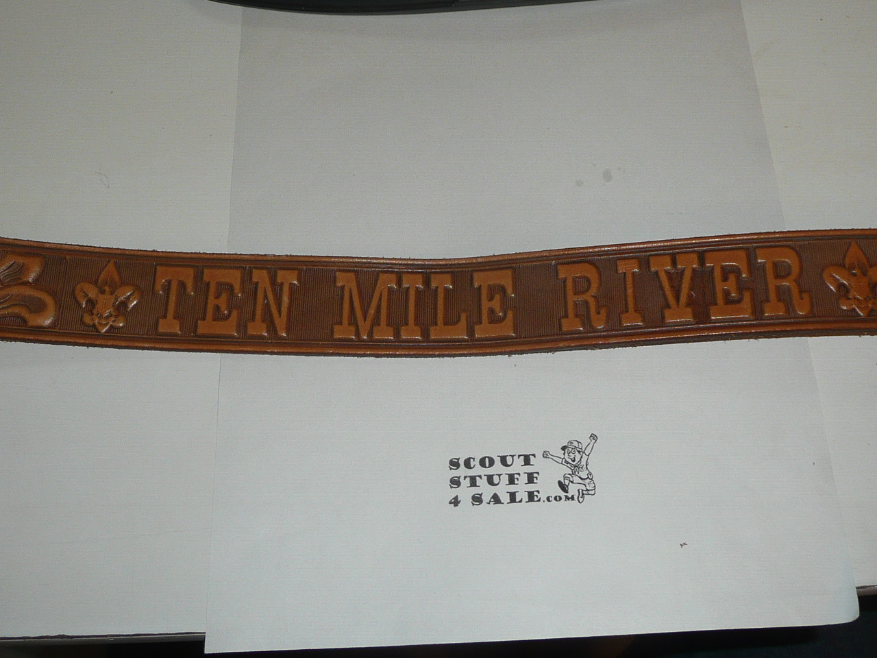 Ten Mile River Scout Camp Tooled Leather Belt, 40" waist, Unused