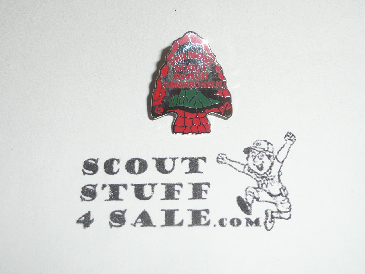 Philmont Scout Ranch, Arrowhead Pin, silver color with enamel