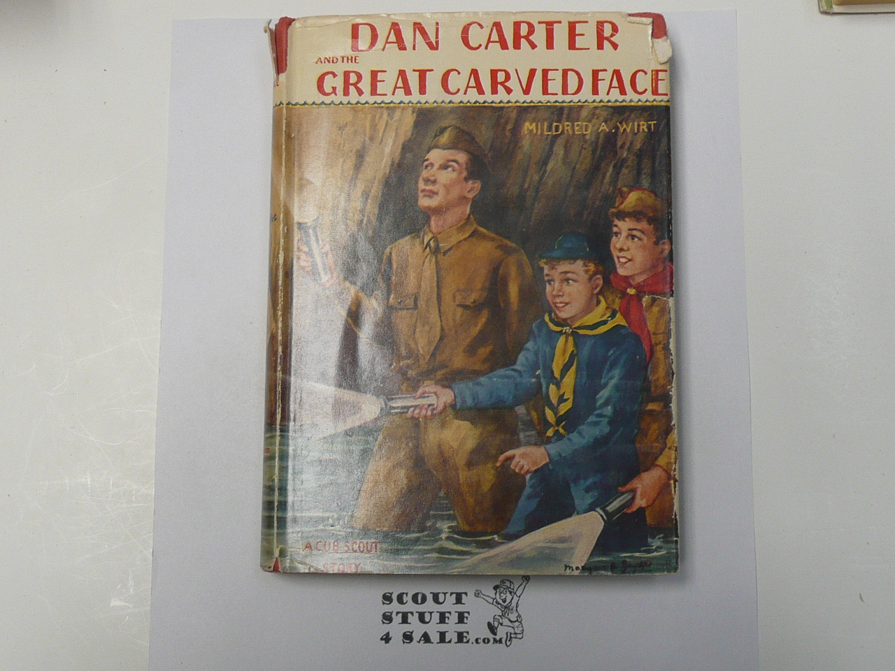 Dan Carter and the Great Carved Face, By Mildred A. Wirt, 1952, Hardbound with Dust Jacket, Boy Scout Story Book