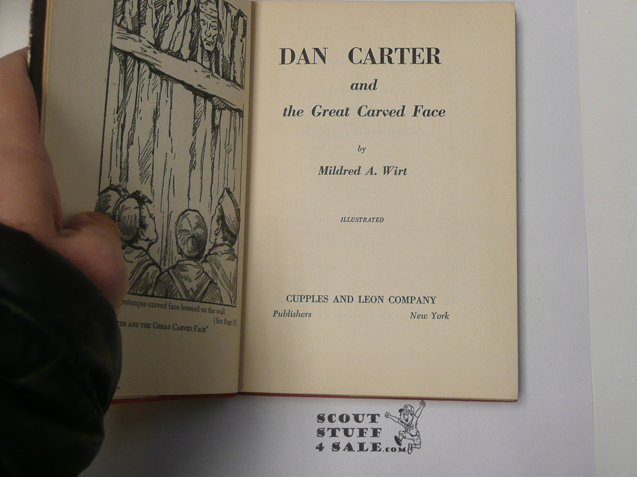 Dan Carter and the Great Carved Face, By Mildred A. Wirt, 1952, Hardbound with Dust Jacket, Boy Scout Story Book