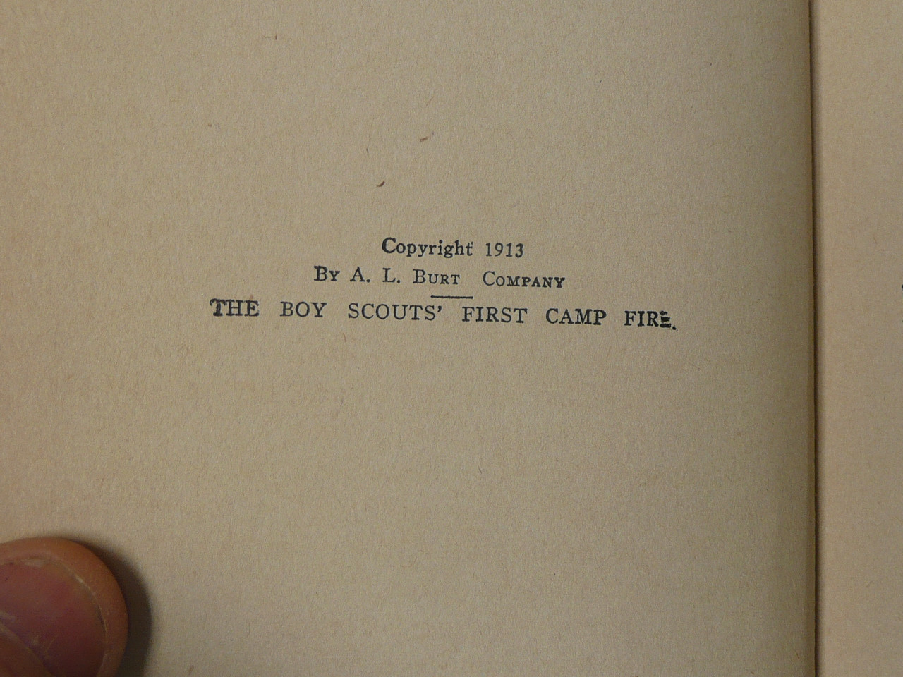 The Boy Scouts' First Campfire, By Herbert Carter, 1913 First Edition, Hardbound with Dust Jacket, Boy Scout Story Book