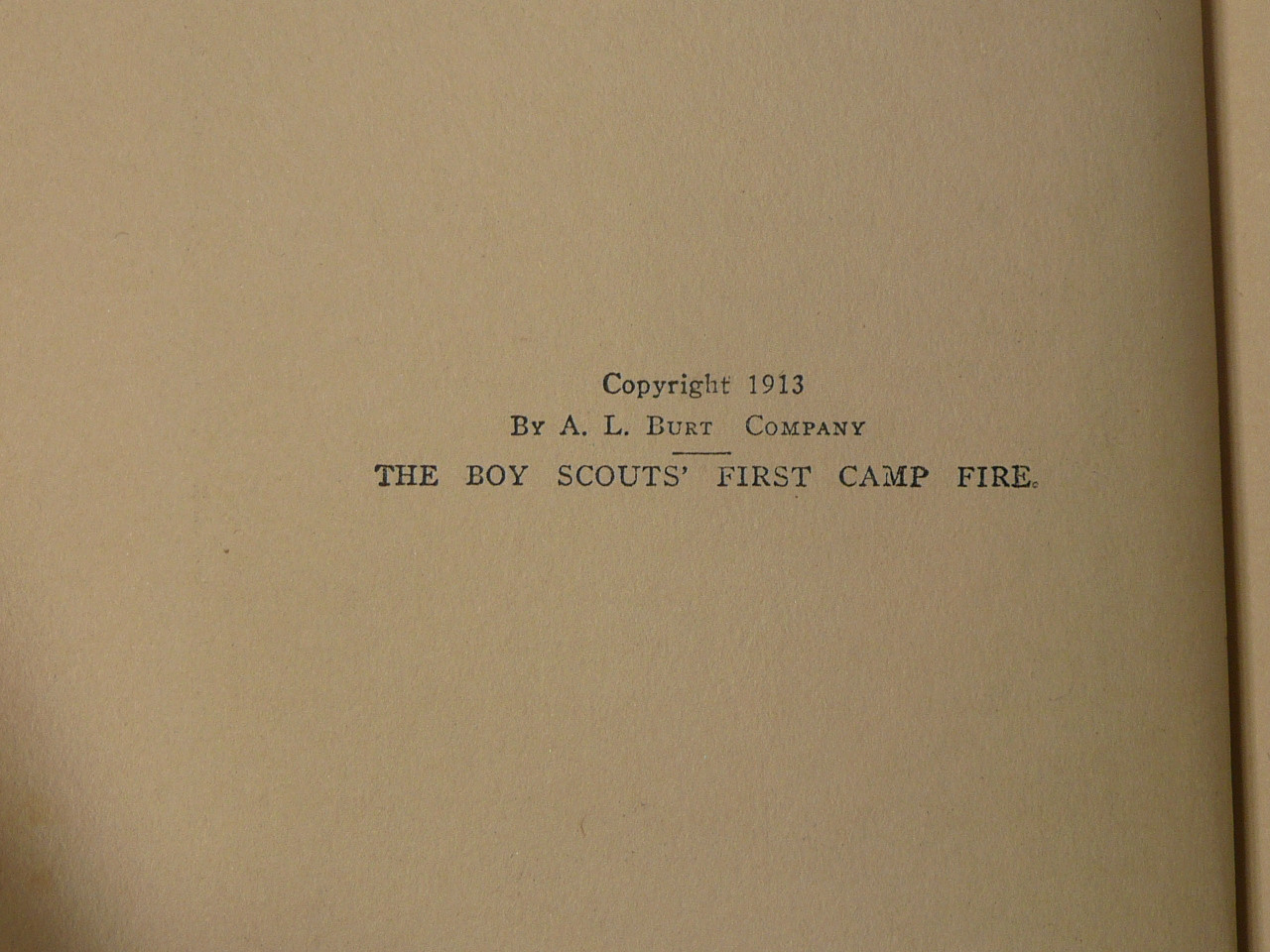 The Boy Scouts' First Campfire, By Herbert Carter, 1913 First Edition, Hardbound with Dust Jacket, Boy Scout Story Book #2