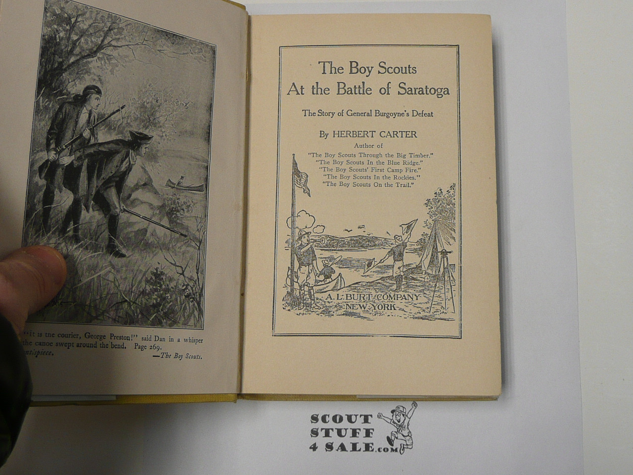 The Boy Scouts at the Battle of Saratoga, By Herbert Carter, 1909 First Edition, Hardbound with Dust Jacket, Boy Scout Story Book
