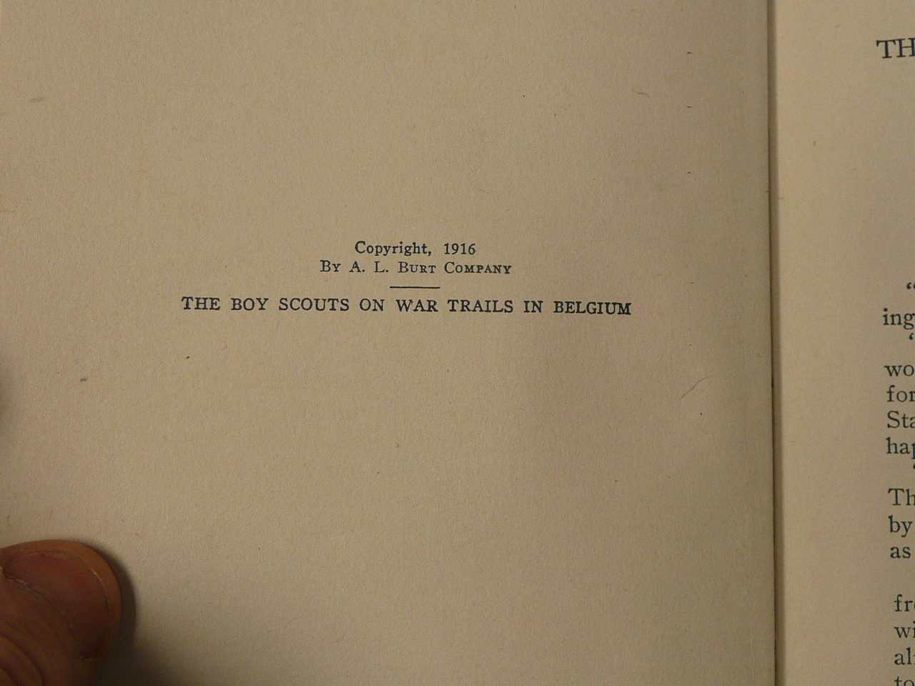 The Boy Scouts on War Trails in Belgium, By Herbert Carter, 1916 First Edition, Hardbound with Dust Jacket, Boy Scout Story Book