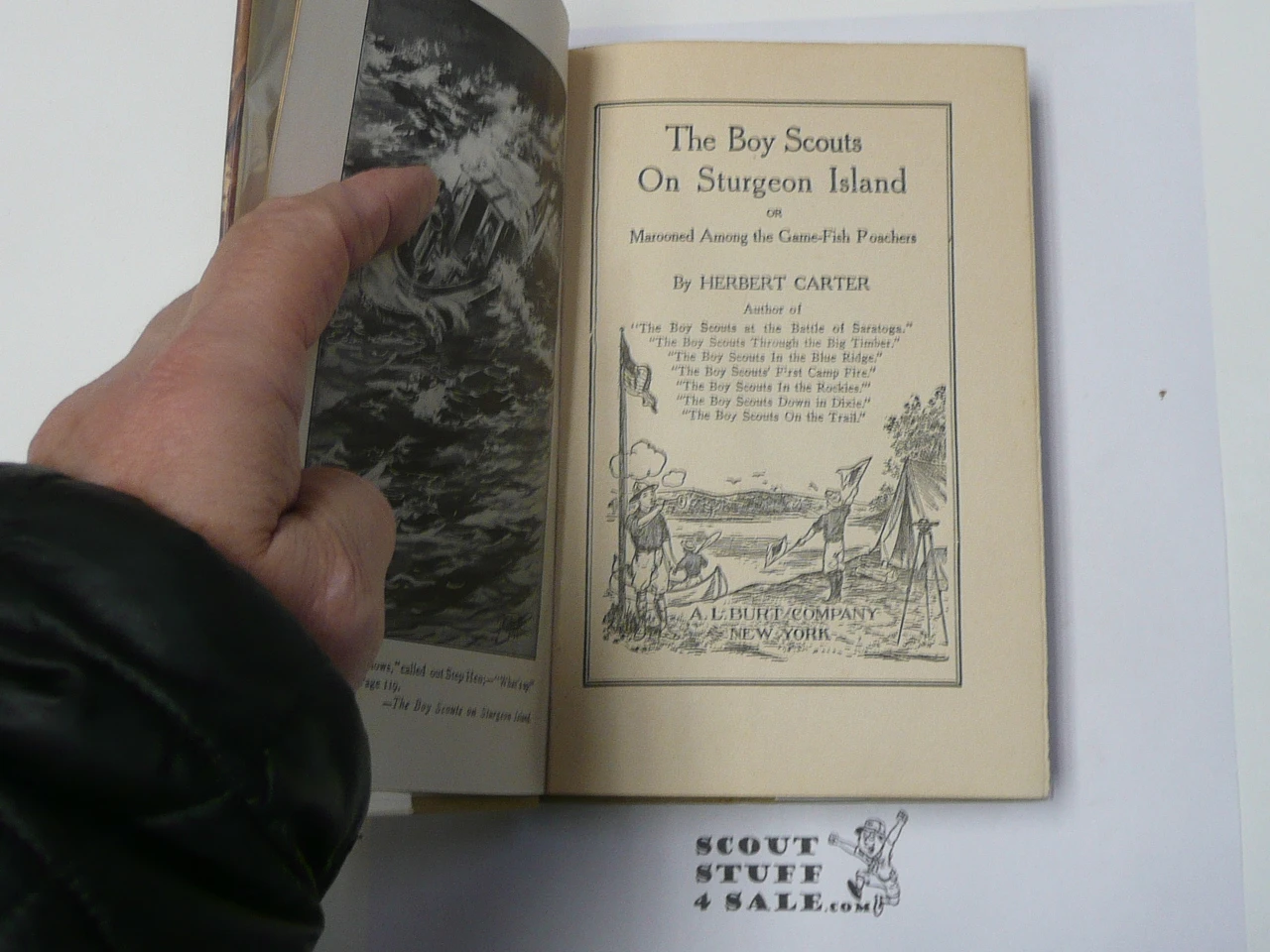 The Boy Scouts on Sturgeon Island, By Herbert Carter, 1914 First Edition, Hardbound with Dust Jacket, Boy Scout Story Book