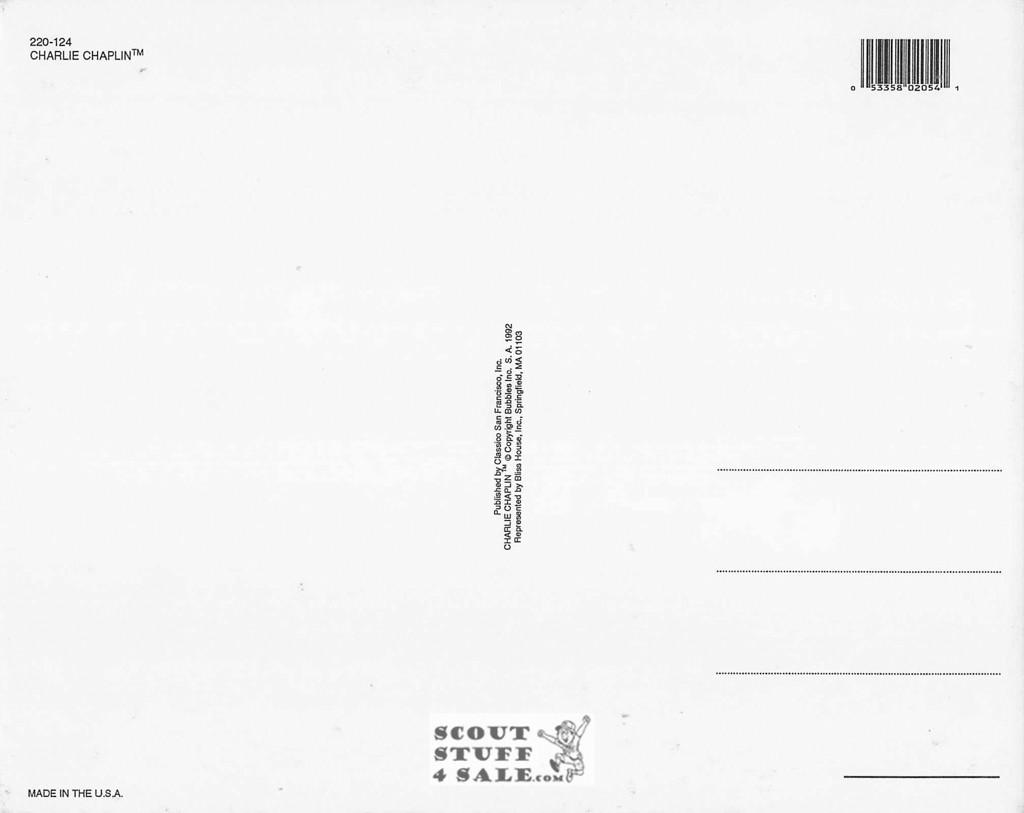 Charlie Chaplin Postcard by Classico SF #220-124, 8x10"