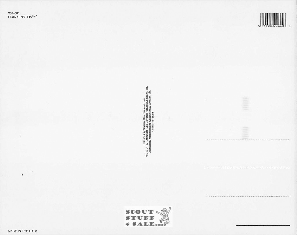 Frankenstein Postcard by Classico SF #257-001, 8x10"
