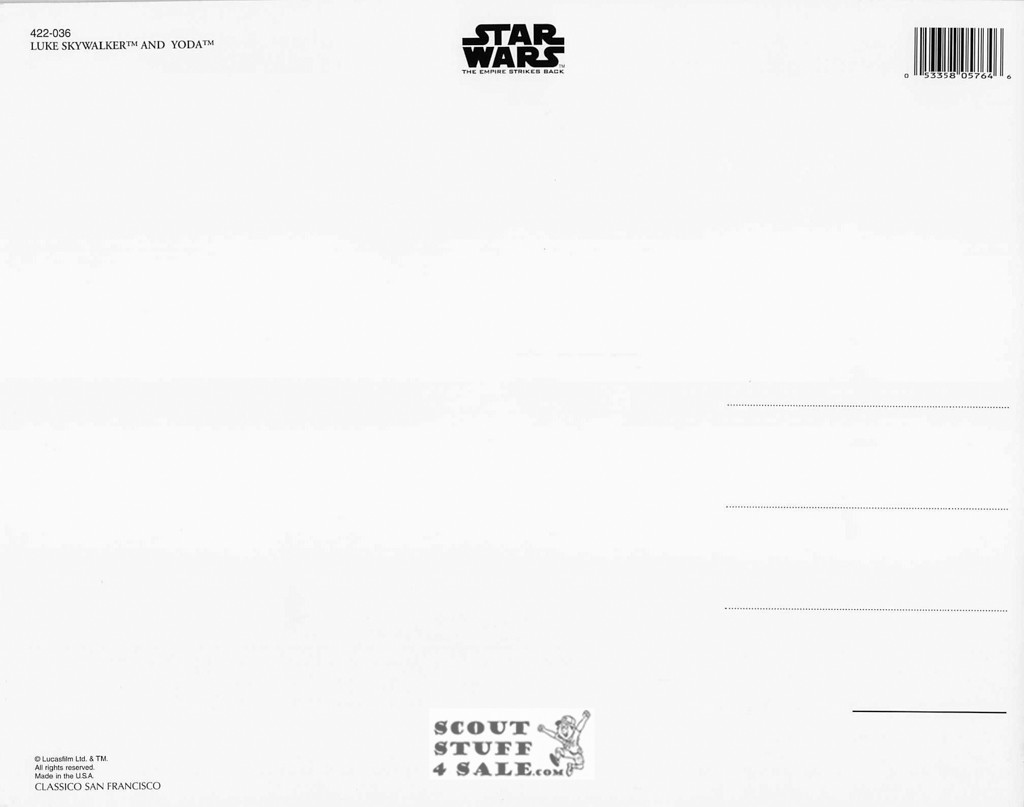 Star Wars Postcard, Luke and Yoda, by Classico SF #422-036, 8x10"
