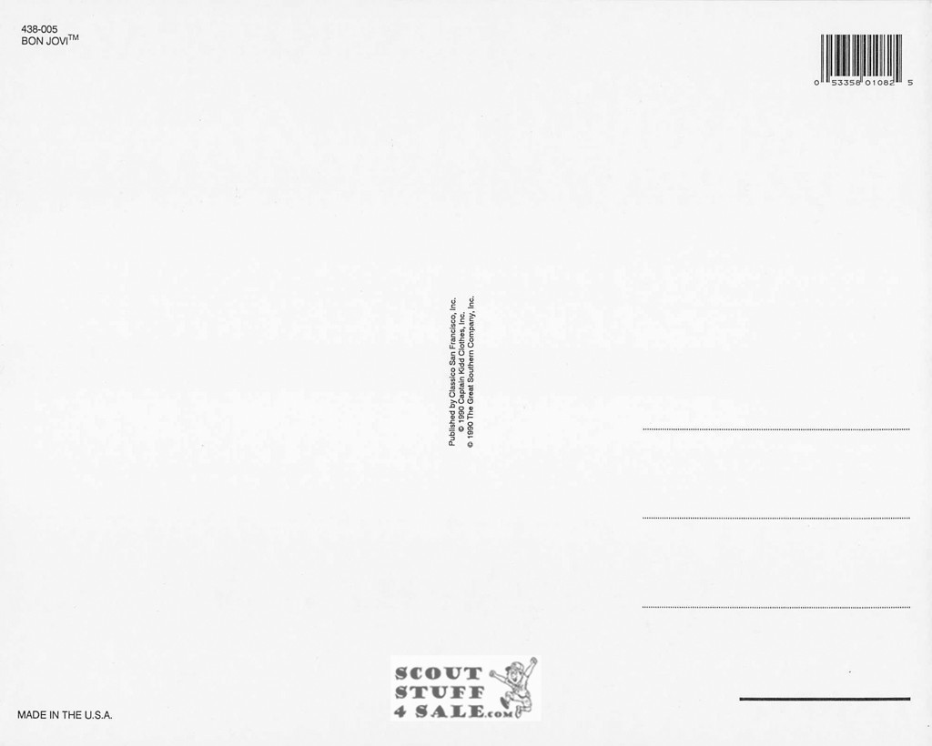 Bon Jovi Postcard by Classico SF #438-005, 8x10"