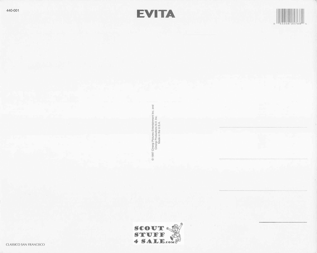 Evita Postcard, Madonna, by Classico SF #440-001, 8x10"