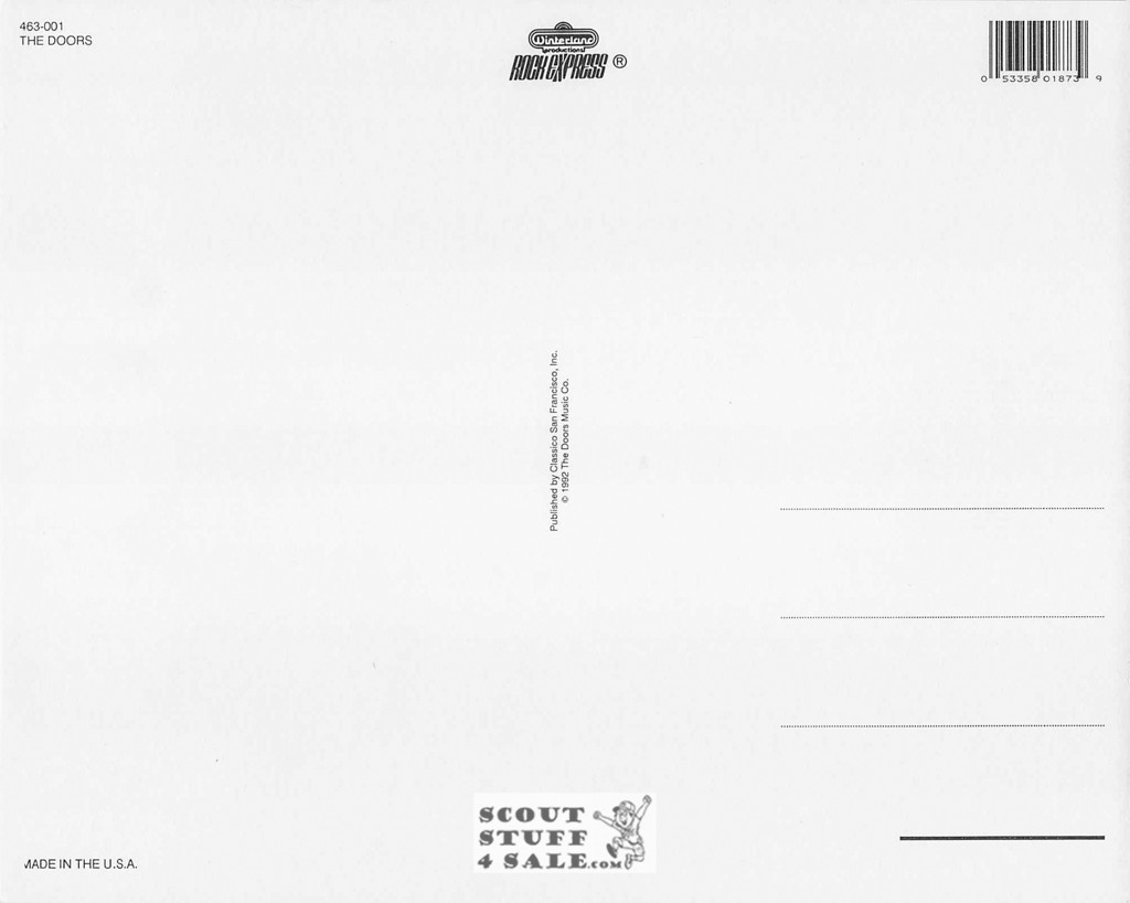 The Doors Jim Morrison Postcard by Classico SF #463-001, 8x10"