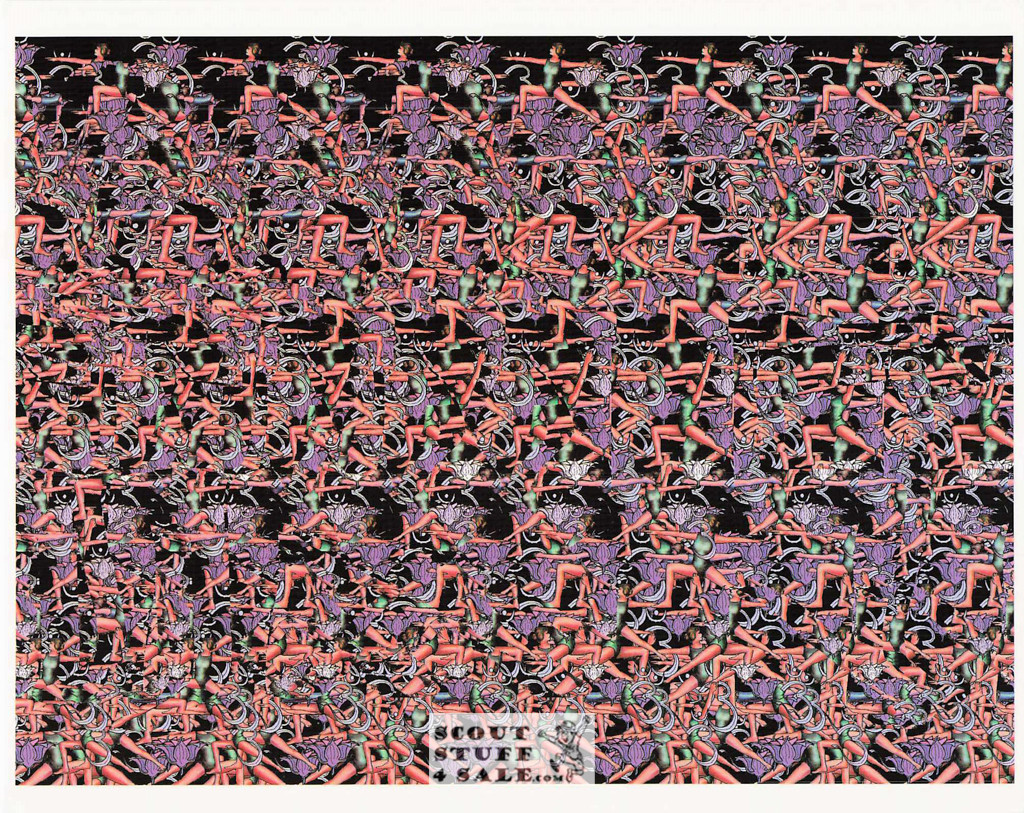 Aerobics Magic Eye 3D Optical Illusion Postcard, Classico SF #528-025, 8x10"