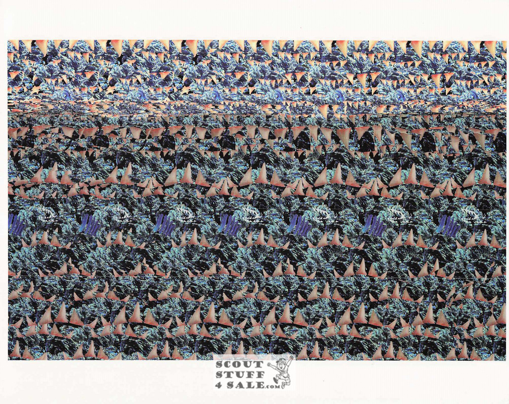 Swimmer Beware Magic Eye 3D Optical Illusion Postcard, Classico SF #528-048, 8x10"