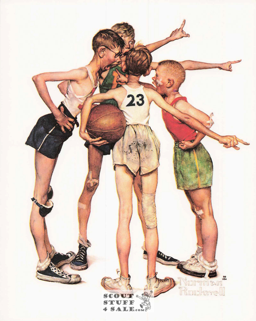 SPORTING BOYS, Norman Rockwell Artwork Postcard, Classico SF #575-005, 8x10"