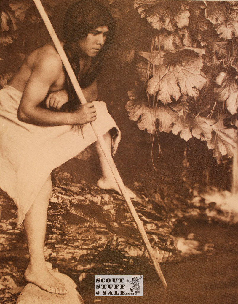Indian Spearing Salmon Sepia Poster Postcard by Classico SF #130-255, 11x14"