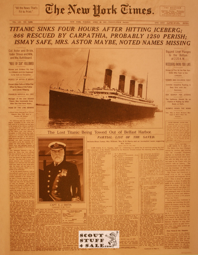 Titanic Sinking New York Times Sepia Poster Postcard by Classico SF #130-280, 11x14"