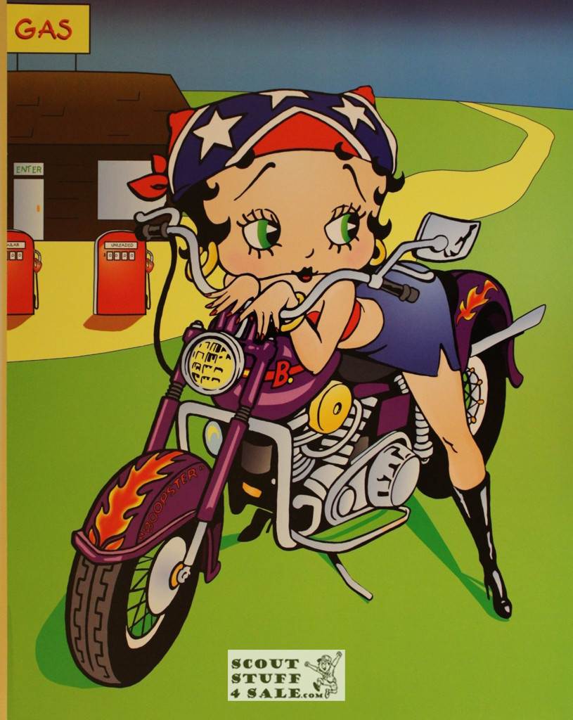 Betty Boop, Biker Boop, Cartoon Poster Postcard by Classico SF #182-200, 11x14"