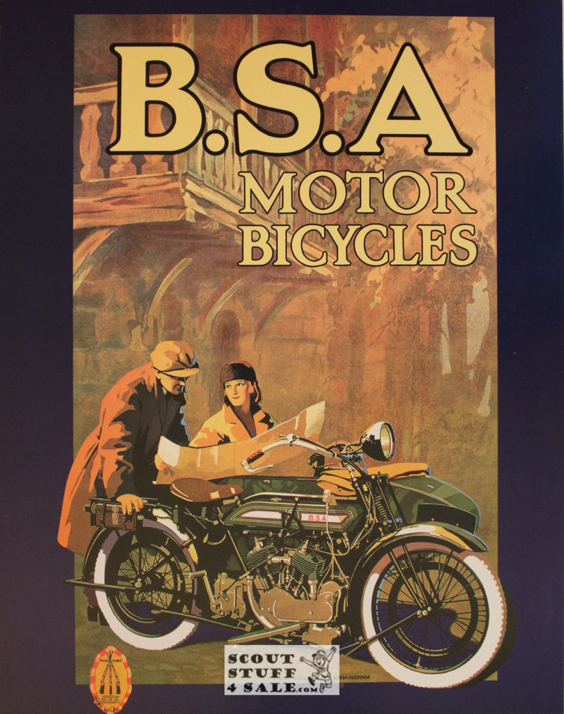 B.S.A. Motor Bicycles Advertising Poster Postcard by Classico SF #194-508, 11x14"