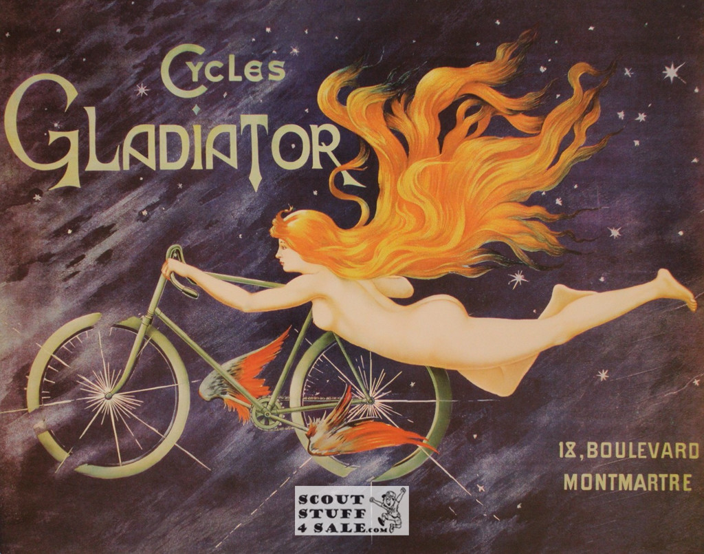 Cycles Gladiator 1895 French Advertising Poster Postcard by Classico SF #194-511, 11x14"