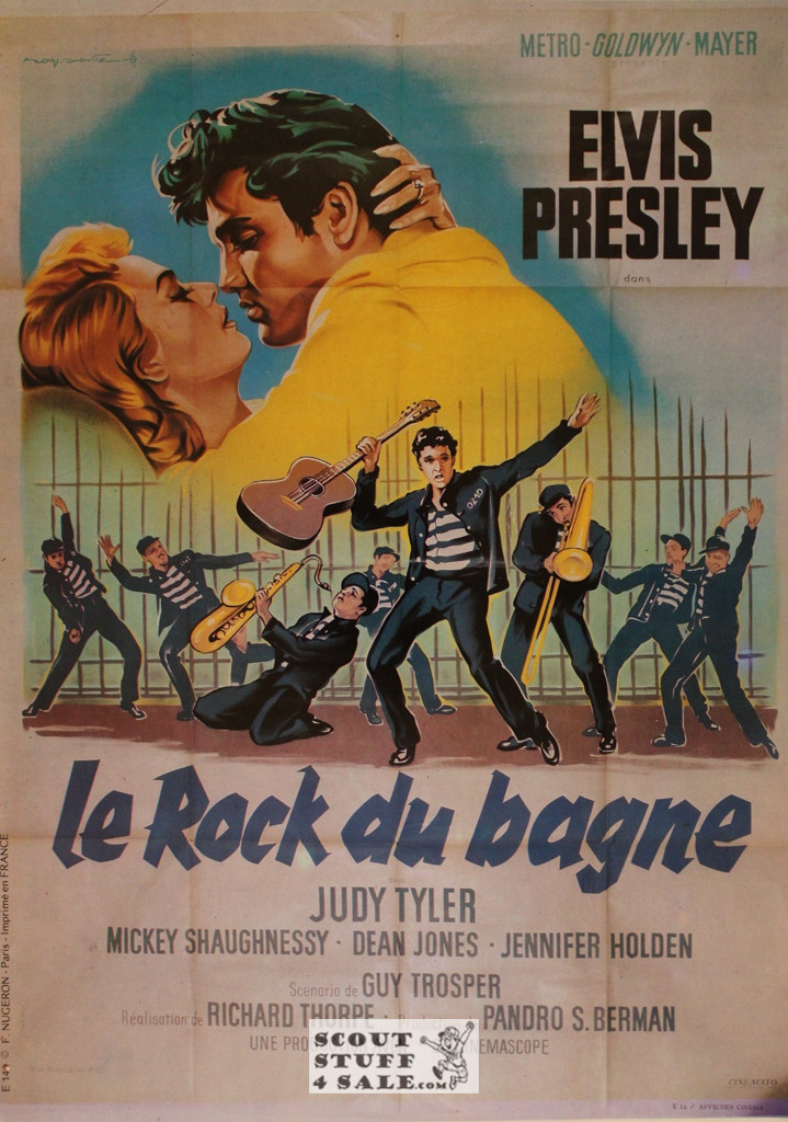 Elvis Presley Jailhouse Rock Vintage French Movie Poster, Editions Nugeron #E14, 11x15.25"