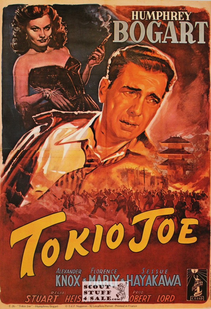 Humphrey Bogart Tokyo Joe Vintage French Movie Poster, Editions Nugeron #E26, 11x15.25"