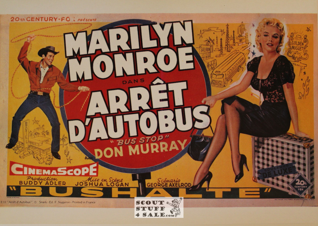 Marilyn Monroe Bus Stop Vintage French Movie Poster, Editions Nugeron #E33, 11x15.25"