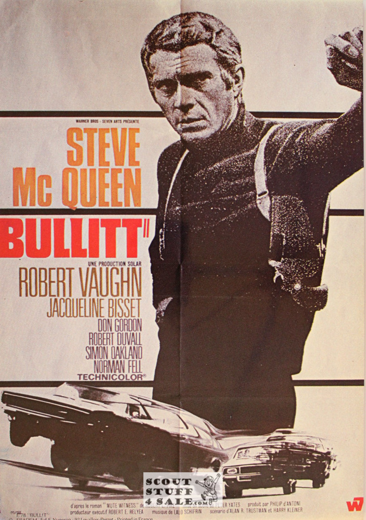 Steve McQueen Bullet Vintage French Movie Poster, Editions Nugeron #E78, 11x15.25"